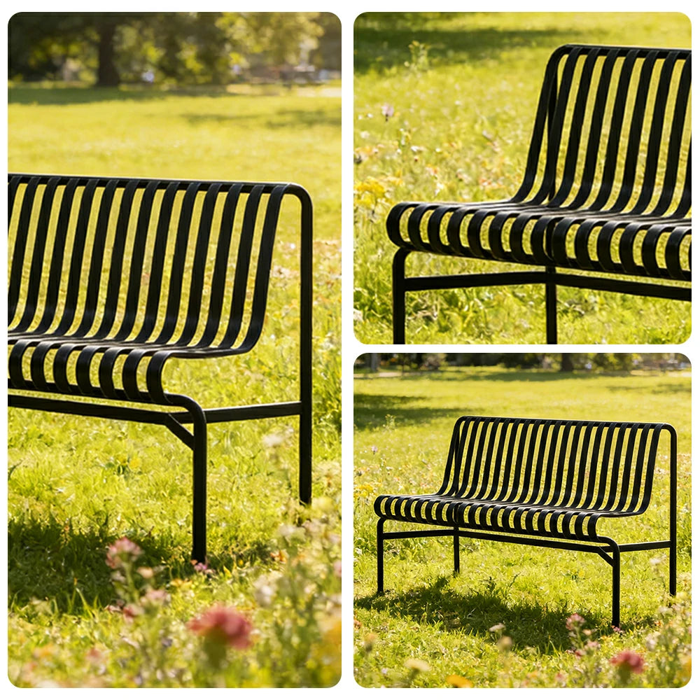 SOLARA Outdoor Metal Furniture Collection - Dining Table, Dining Chair & Lounger, Heavy-Duty Steel Frame, Weather-Resistant Finish - Black