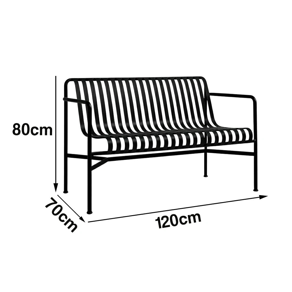 SOLARA Outdoor Metal Furniture Collection - Dining Table, Dining Chair & Lounger, Heavy-Duty Steel Frame, Weather-Resistant Finish - Black