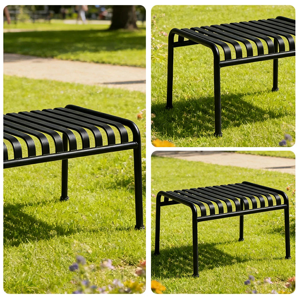 SOLARA Outdoor Metal Furniture Collection - Dining Table, Dining Chair & Lounger, Heavy-Duty Steel Frame, Weather-Resistant Finish - Black