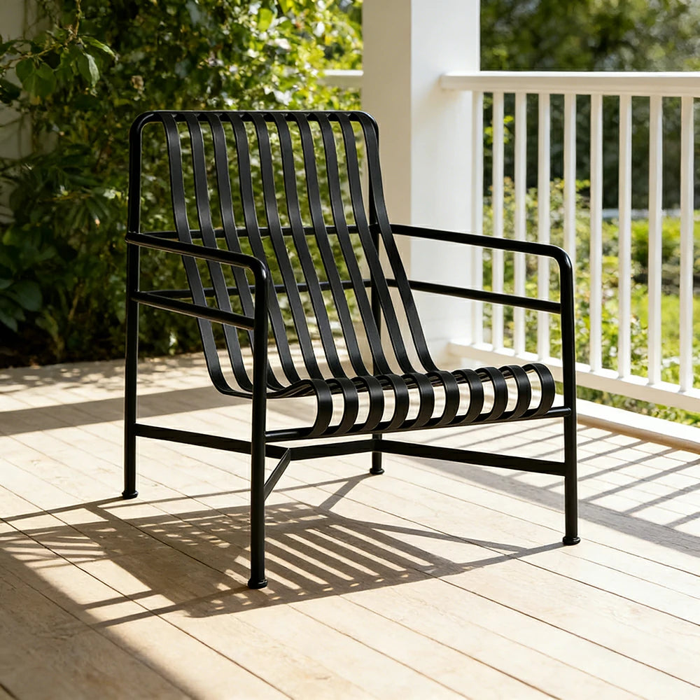 SOLARA Outdoor Metal Furniture Collection - Dining Table, Dining Chair & Lounger, Heavy-Duty Steel Frame, Weather-Resistant Finish - Black