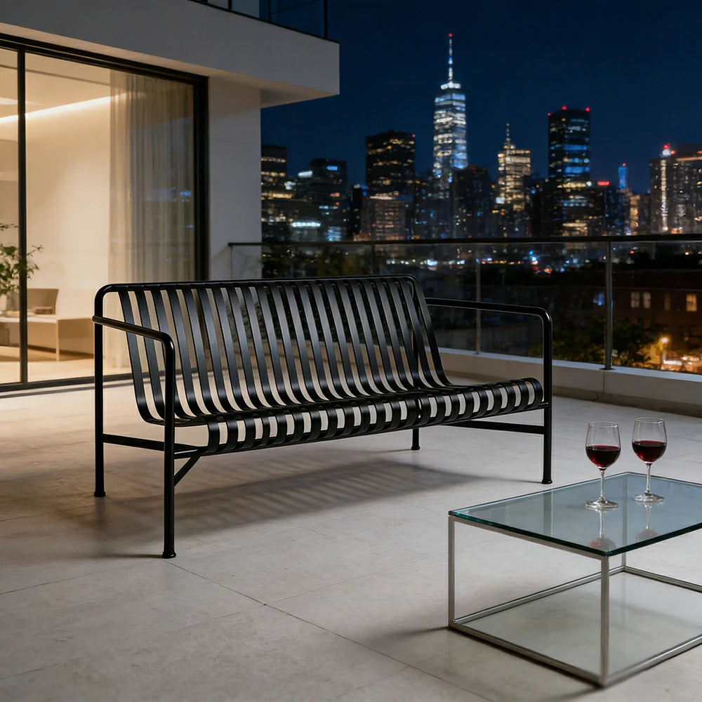 SOLARA Outdoor Metal Furniture Collection - Dining Table, Dining Chair & Lounger, Heavy-Duty Steel Frame, Weather-Resistant Finish - Black