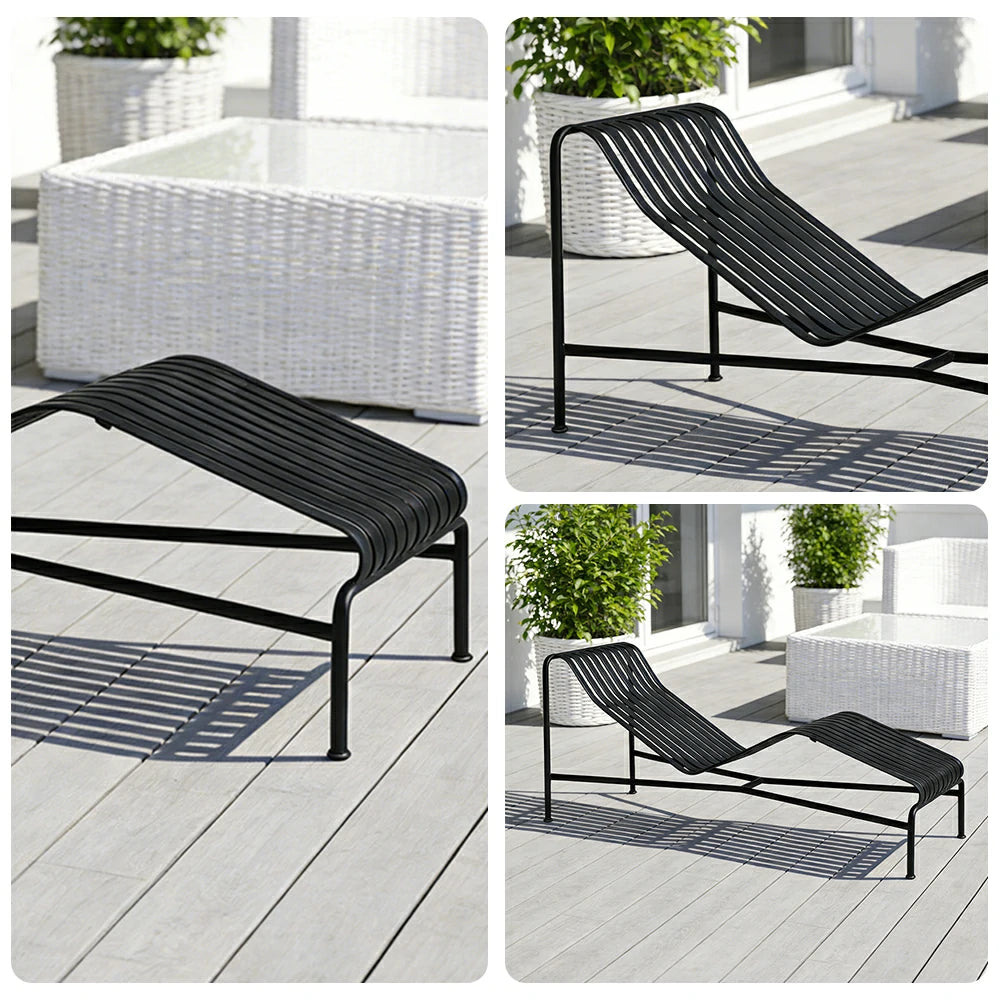 SOLARA Outdoor Metal Furniture Collection - Dining Table, Dining Chair & Lounger, Heavy-Duty Steel Frame, Weather-Resistant Finish - Black
