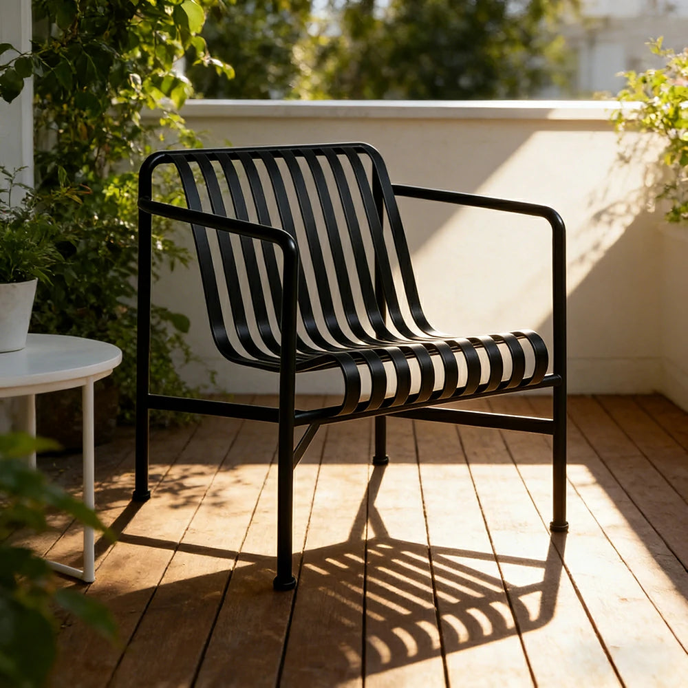 SOLARA Outdoor Metal Furniture Collection - Dining Table, Dining Chair & Lounger, Heavy-Duty Steel Frame, Weather-Resistant Finish - Black