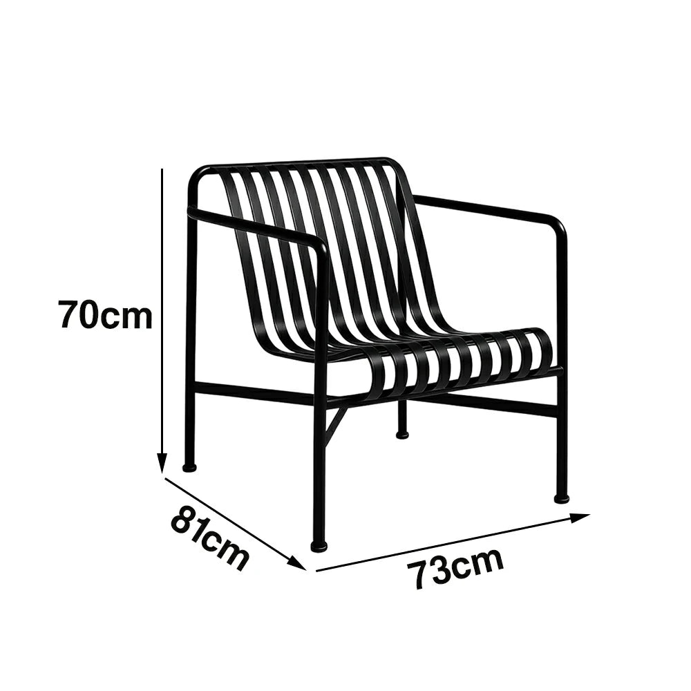 SOLARA Outdoor Metal Furniture Collection - Dining Table, Dining Chair & Lounger, Heavy-Duty Steel Frame, Weather-Resistant Finish - Black