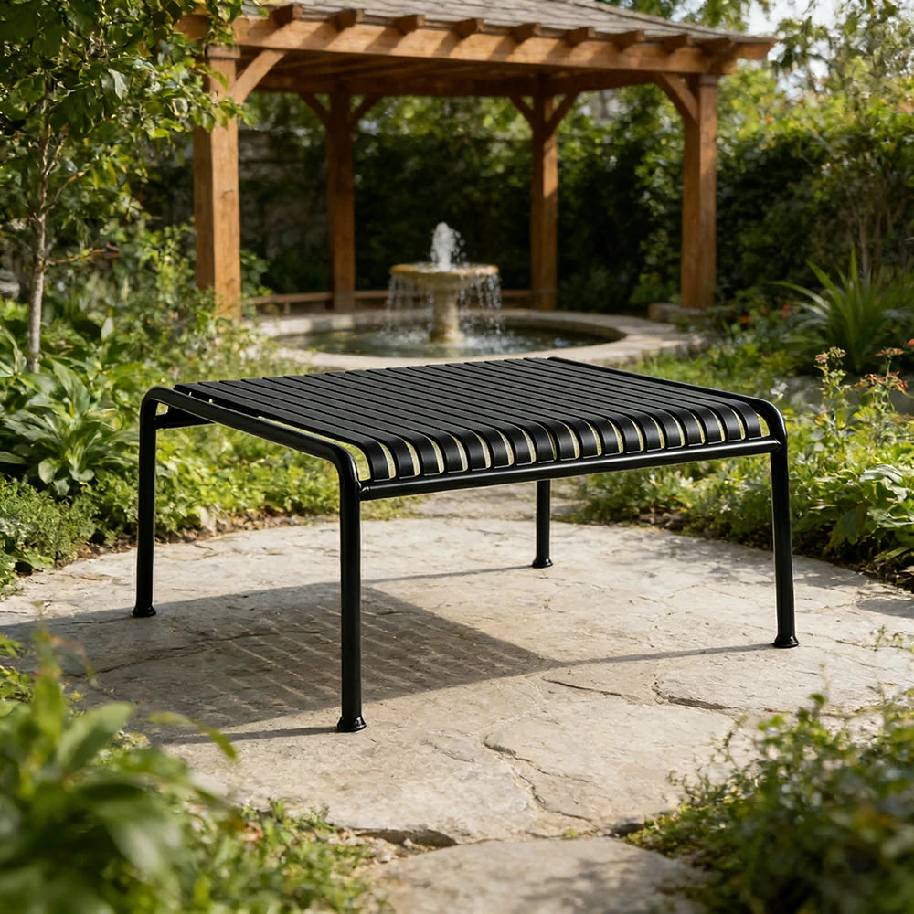 SOLARA Outdoor Metal Furniture Collection - Dining Table, Dining Chair & Lounger, Heavy-Duty Steel Frame, Weather-Resistant Finish - Black