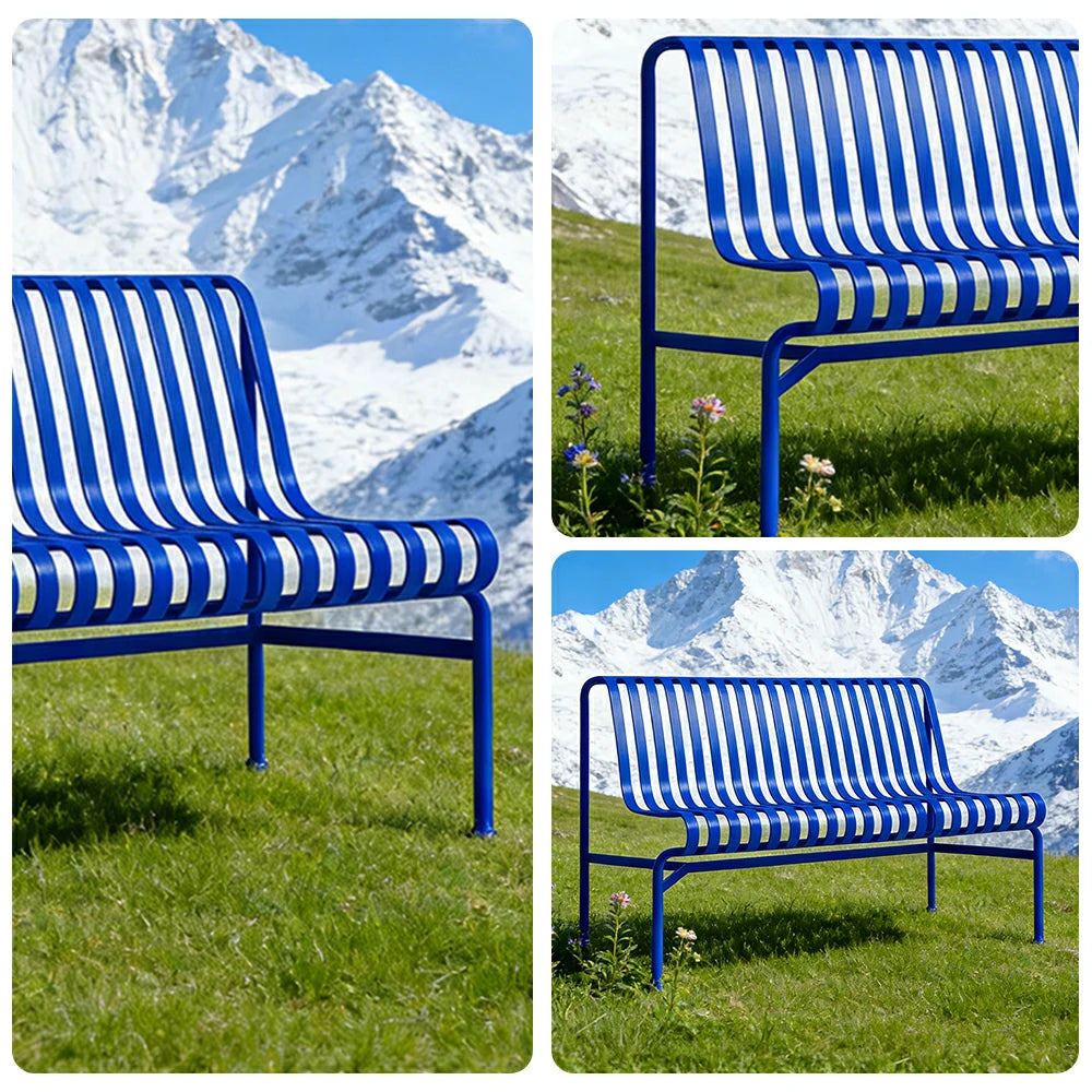 SOLARA Outdoor Metal Furniture Collection - Dining Table, Dining Chair & Lounger, Heavy-Duty Steel Frame, Weather-Resistant Finish - Blue