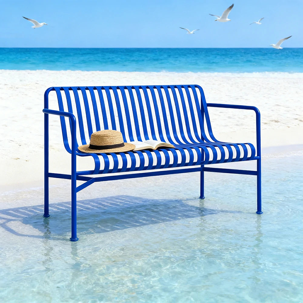 SOLARA Outdoor Metal Furniture Collection - Dining Table, Dining Chair & Lounger, Heavy-Duty Steel Frame, Weather-Resistant Finish - Blue