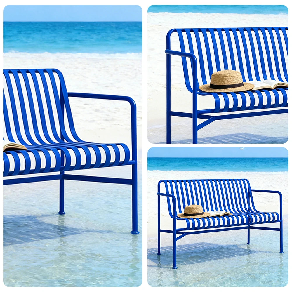 SOLARA Outdoor Metal Furniture Collection - Dining Table, Dining Chair & Lounger, Heavy-Duty Steel Frame, Weather-Resistant Finish - Blue