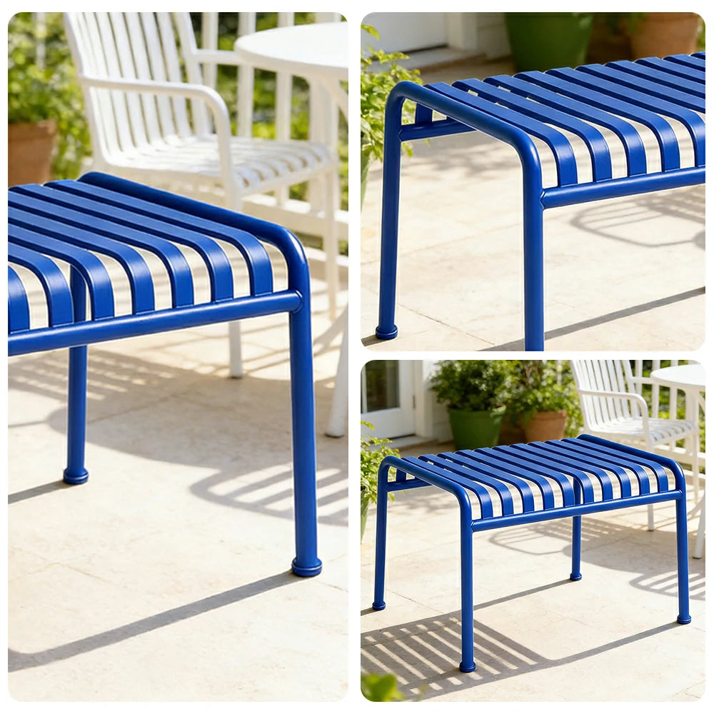 SOLARA Outdoor Metal Furniture Collection - Dining Table, Dining Chair & Lounger, Heavy-Duty Steel Frame, Weather-Resistant Finish - Blue