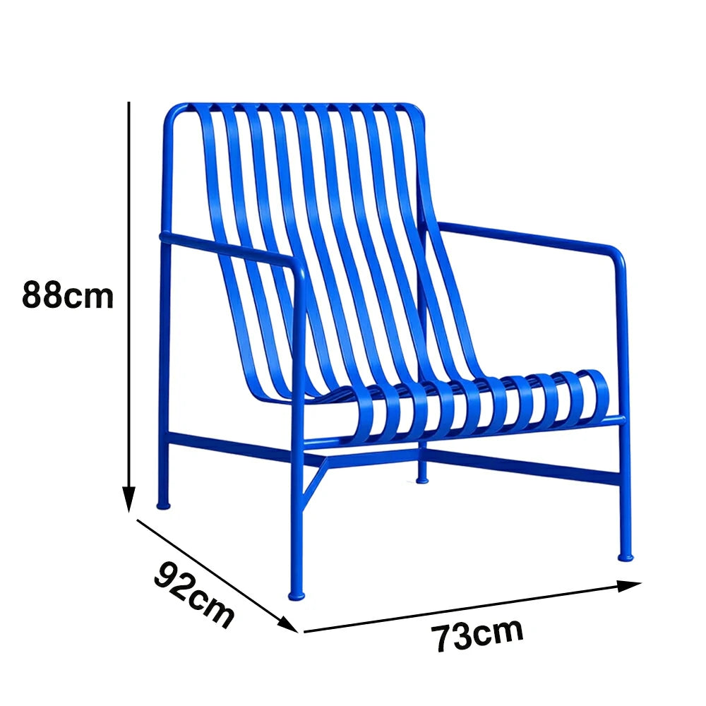 SOLARA Outdoor Metal Furniture Collection - Dining Table, Dining Chair & Lounger, Heavy-Duty Steel Frame, Weather-Resistant Finish - Blue