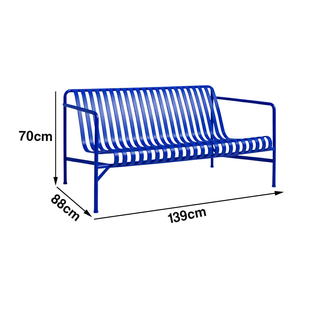 SOLARA Outdoor Metal Furniture Collection - Dining Table, Dining Chair & Lounger, Heavy-Duty Steel Frame, Weather-Resistant Finish - Blue