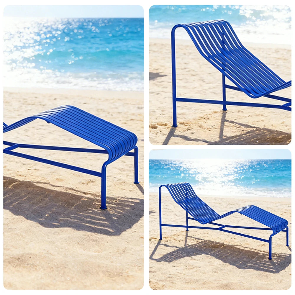 SOLARA Outdoor Metal Furniture Collection - Dining Table, Dining Chair & Lounger, Heavy-Duty Steel Frame, Weather-Resistant Finish - Blue