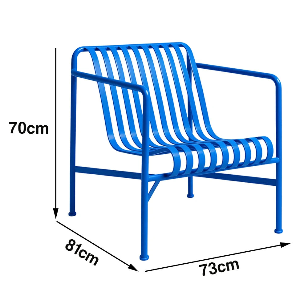 SOLARA Outdoor Metal Furniture Collection - Dining Table, Dining Chair & Lounger, Heavy-Duty Steel Frame, Weather-Resistant Finish - Blue