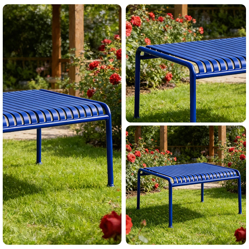 SOLARA Outdoor Metal Furniture Collection - Dining Table, Dining Chair & Lounger, Heavy-Duty Steel Frame, Weather-Resistant Finish - Blue