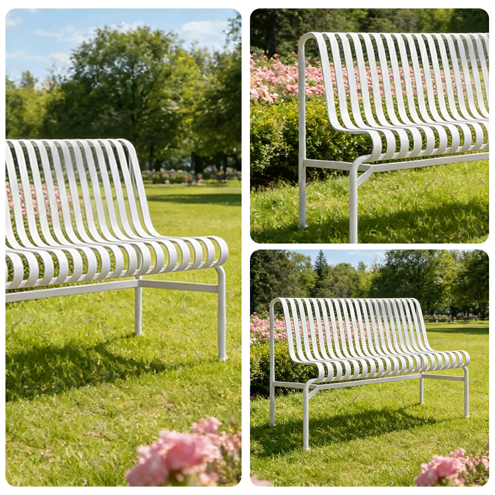 SOLARA Outdoor Metal Furniture Collection - Dining Table, Dining Chair & Lounger, Heavy-Duty Steel Frame, Weather-Resistant Finish - White