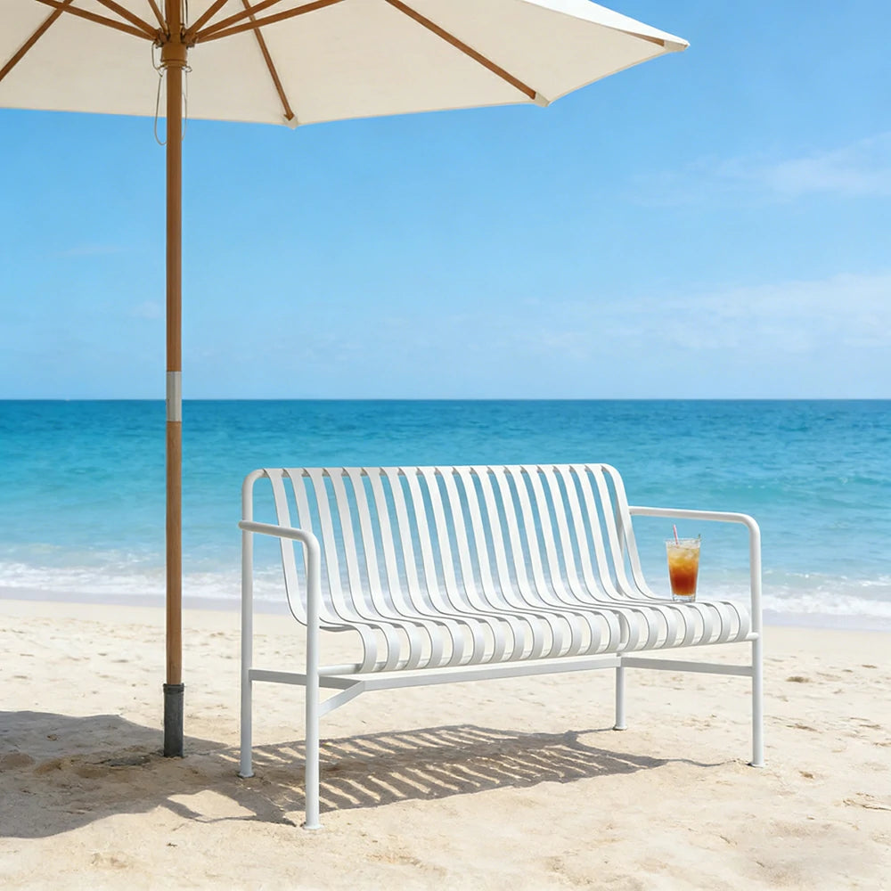 SOLARA Outdoor Metal Furniture Collection - Dining Table, Dining Chair & Lounger, Heavy-Duty Steel Frame, Weather-Resistant Finish - White