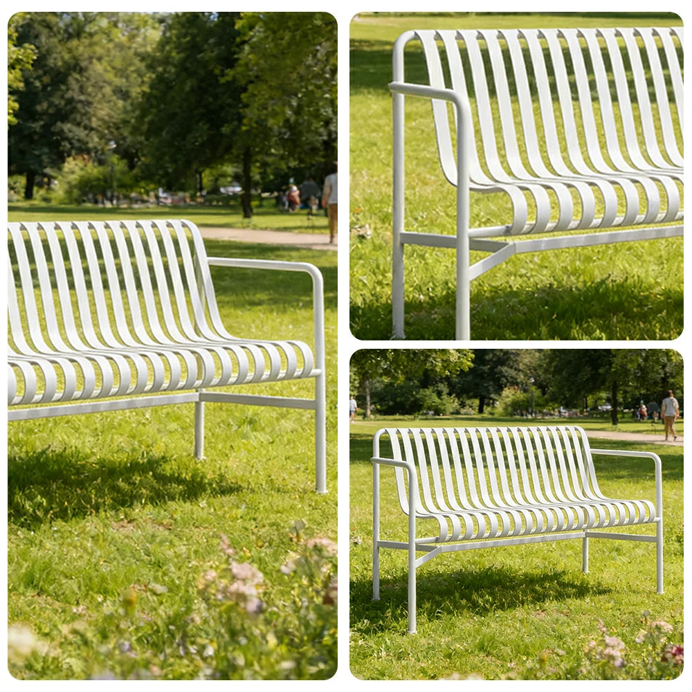 SOLARA Outdoor Metal Furniture Collection - Dining Table, Dining Chair & Lounger, Heavy-Duty Steel Frame, Weather-Resistant Finish - White