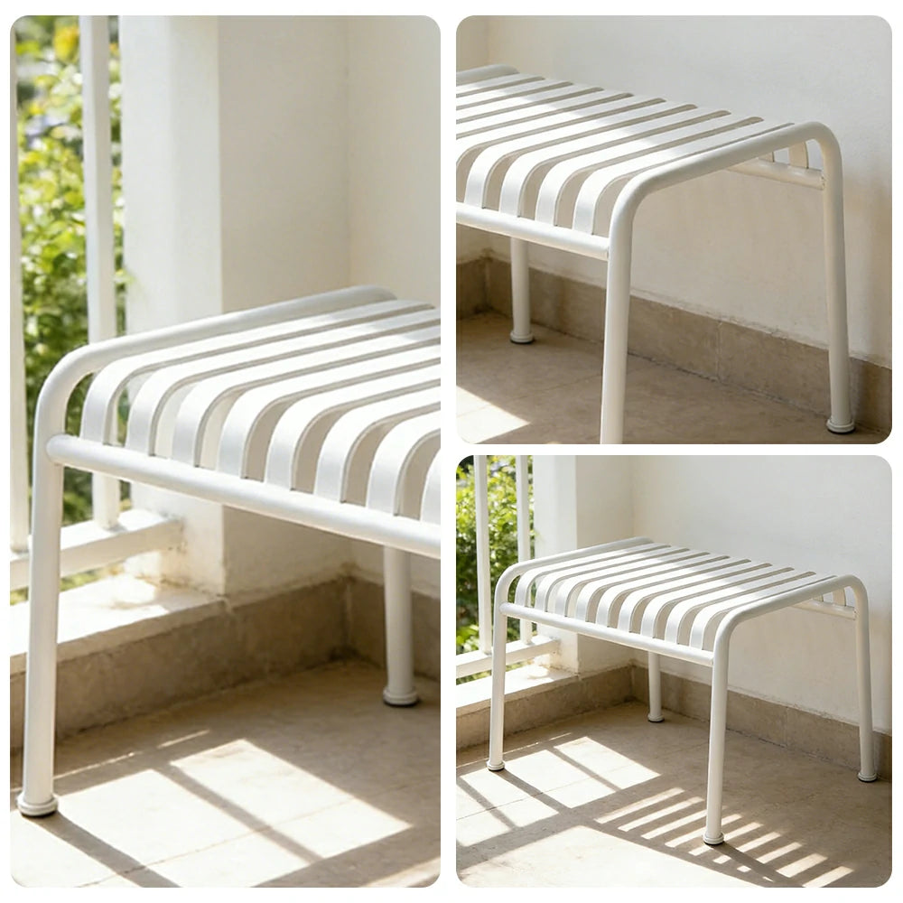 SOLARA Outdoor Metal Furniture Collection - Dining Table, Dining Chair & Lounger, Heavy-Duty Steel Frame, Weather-Resistant Finish - White