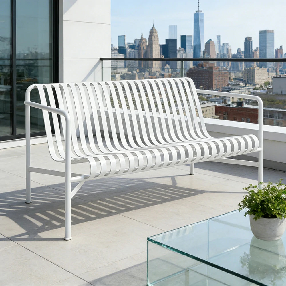 SOLARA Outdoor Metal Furniture Collection - Dining Table, Dining Chair & Lounger, Heavy-Duty Steel Frame, Weather-Resistant Finish - White