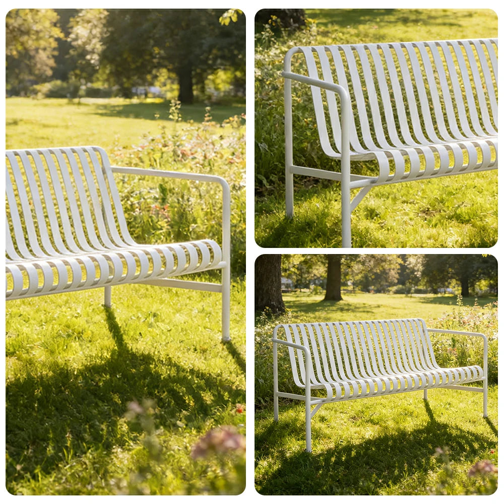 SOLARA Outdoor Metal Furniture Collection - Dining Table, Dining Chair & Lounger, Heavy-Duty Steel Frame, Weather-Resistant Finish - White