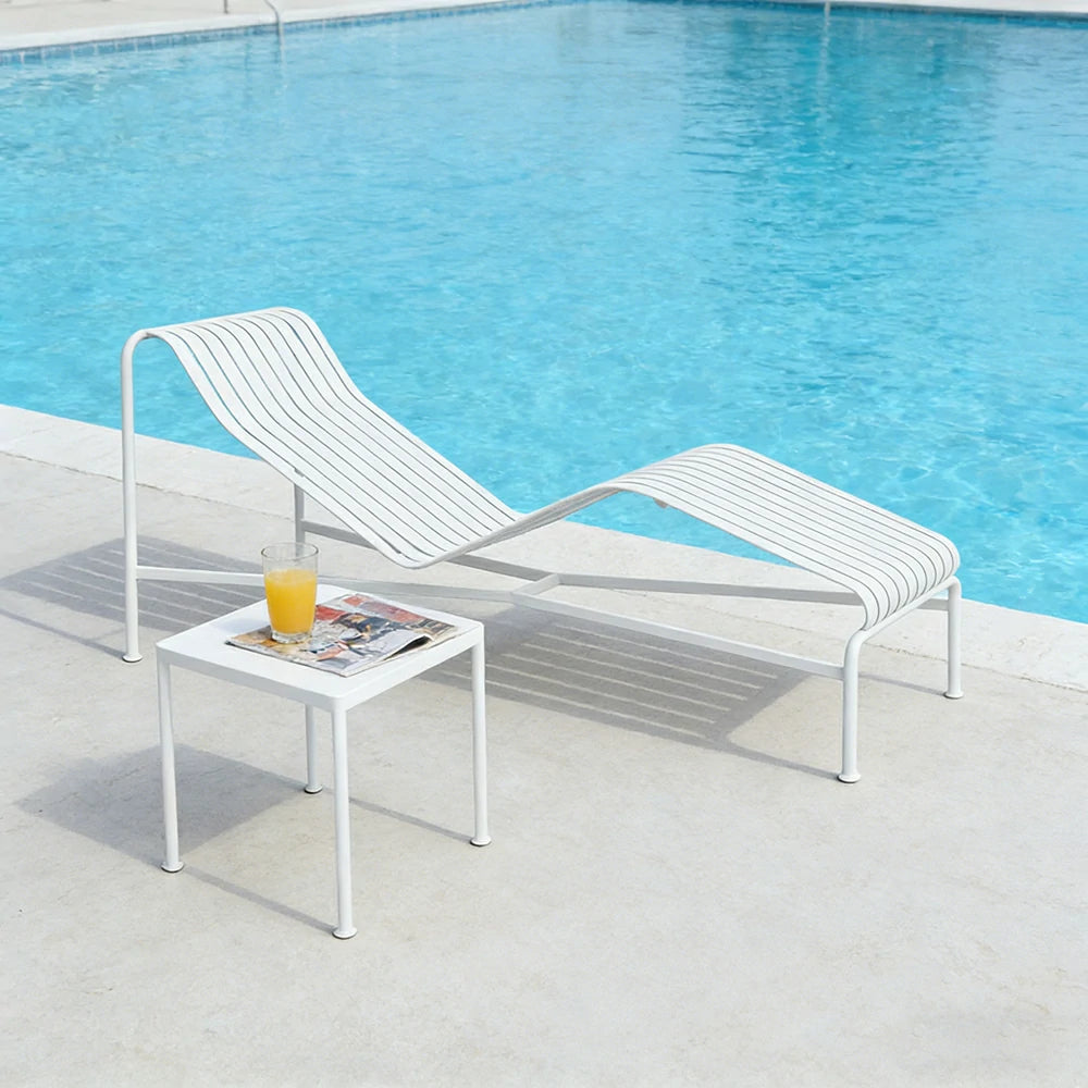 SOLARA Outdoor Metal Furniture Collection - Dining Table, Dining Chair & Lounger, Heavy-Duty Steel Frame, Weather-Resistant Finish - White