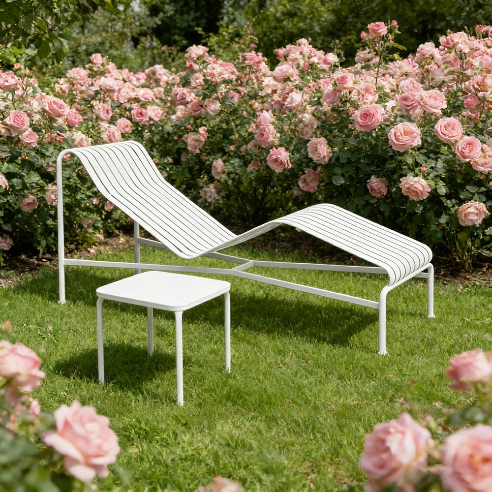 SOLARA Outdoor Metal Furniture Collection - Dining Table, Dining Chair & Lounger, Heavy-Duty Steel Frame, Weather-Resistant Finish - White