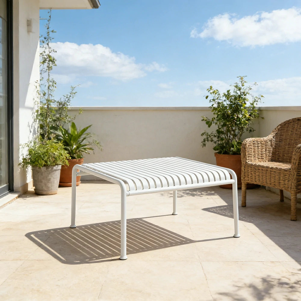 SOLARA Outdoor Metal Furniture Collection - Dining Table, Dining Chair & Lounger, Heavy-Duty Steel Frame, Weather-Resistant Finish - White