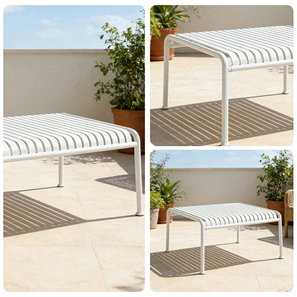 SOLARA Outdoor Metal Furniture Collection - Dining Table, Dining Chair & Lounger, Heavy-Duty Steel Frame, Weather-Resistant Finish - White