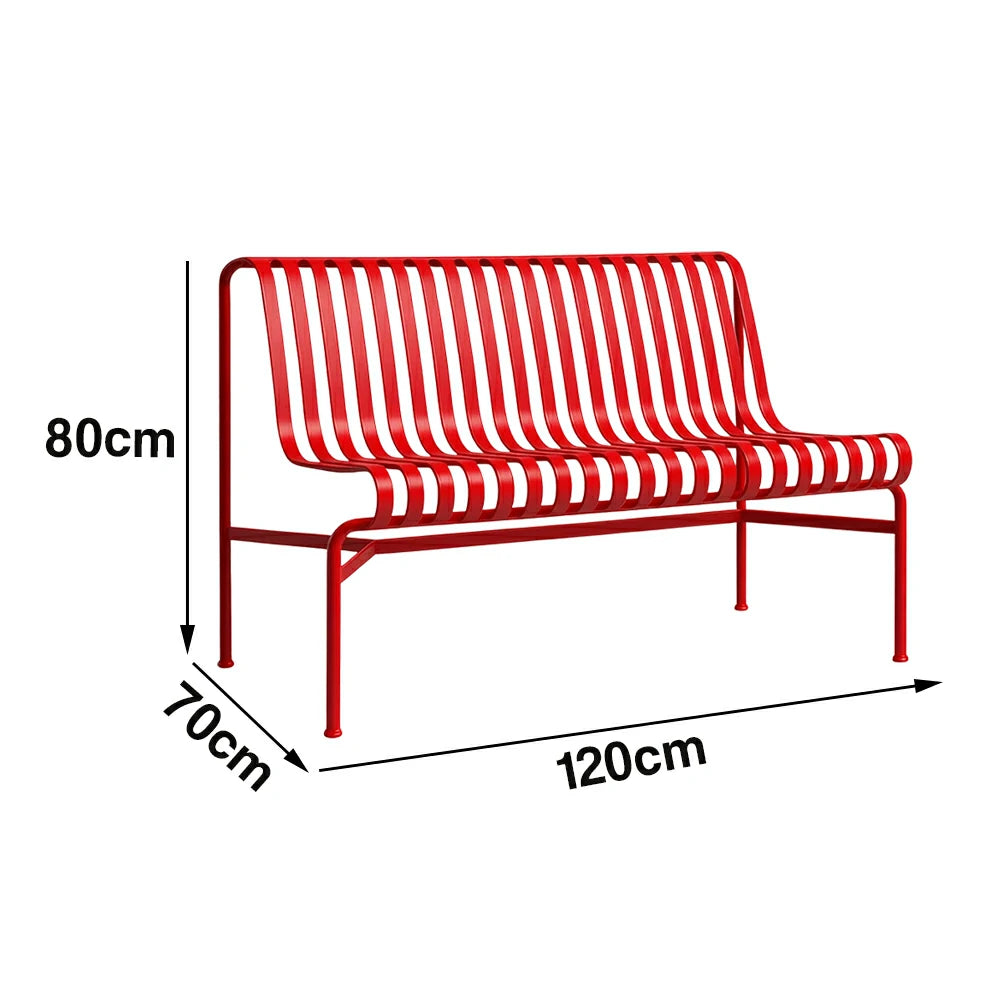 SOLARA Outdoor Metal Furniture Collection - Dining Table, Dining Chair & Lounger, Heavy-Duty Steel Frame, Weather-Resistant Finish - Red