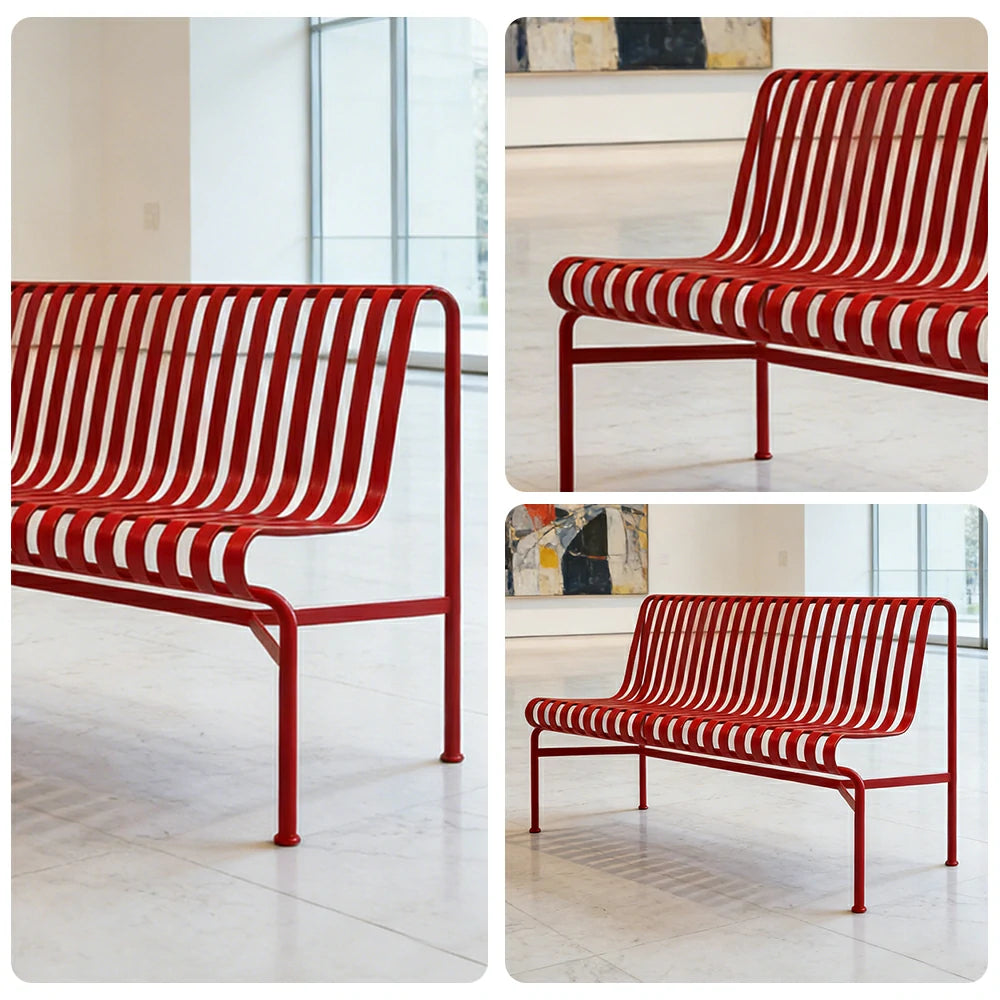 SOLARA Outdoor Metal Furniture Collection - Dining Table, Dining Chair & Lounger, Heavy-Duty Steel Frame, Weather-Resistant Finish - Red