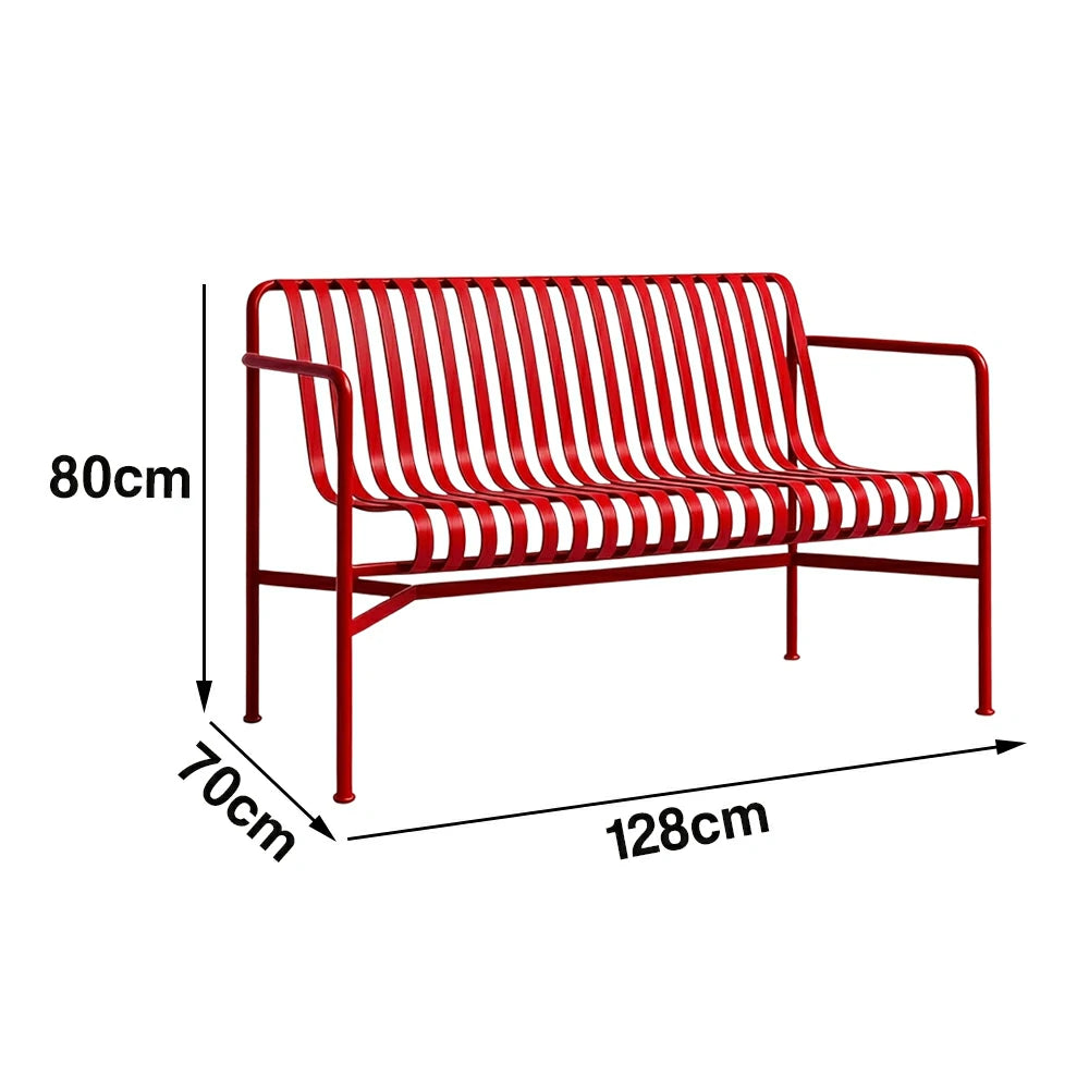 SOLARA Outdoor Metal Furniture Collection - Dining Table, Dining Chair & Lounger, Heavy-Duty Steel Frame, Weather-Resistant Finish - Red