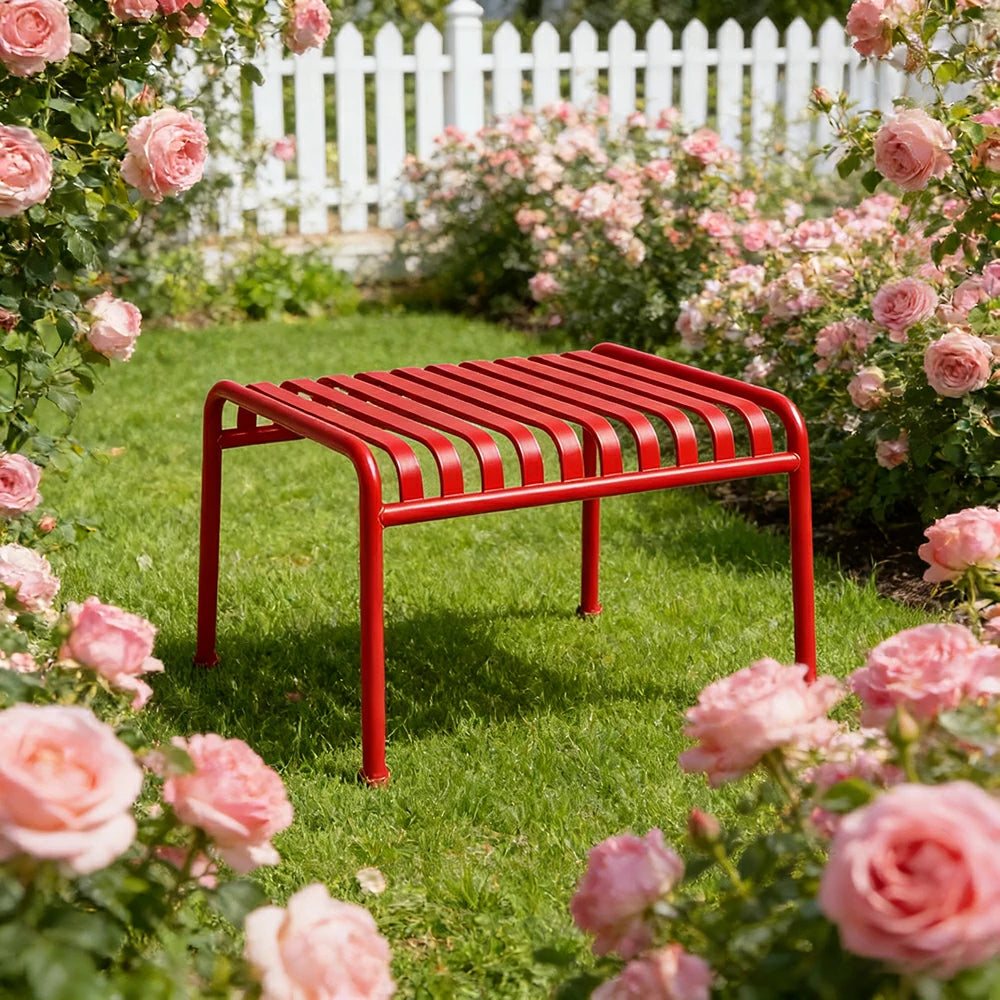 SOLARA Outdoor Metal Furniture Collection - Dining Table, Dining Chair & Lounger, Heavy-Duty Steel Frame, Weather-Resistant Finish - Red