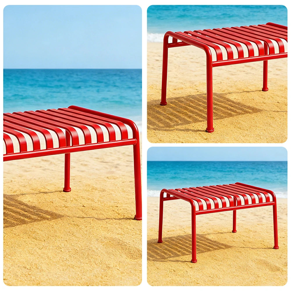 SOLARA Outdoor Metal Furniture Collection - Dining Table, Dining Chair & Lounger, Heavy-Duty Steel Frame, Weather-Resistant Finish - Red