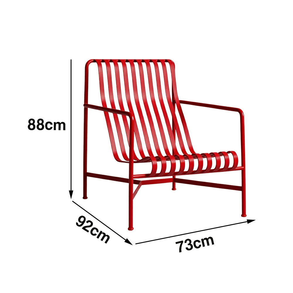 SOLARA Outdoor Metal Furniture Collection - Dining Table, Dining Chair & Lounger, Heavy-Duty Steel Frame, Weather-Resistant Finish - Red