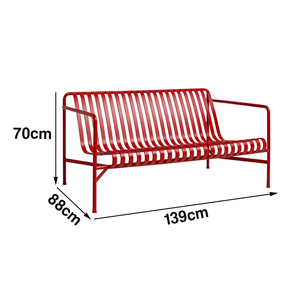 SOLARA Outdoor Metal Furniture Collection - Dining Table, Dining Chair & Lounger, Heavy-Duty Steel Frame, Weather-Resistant Finish - Red