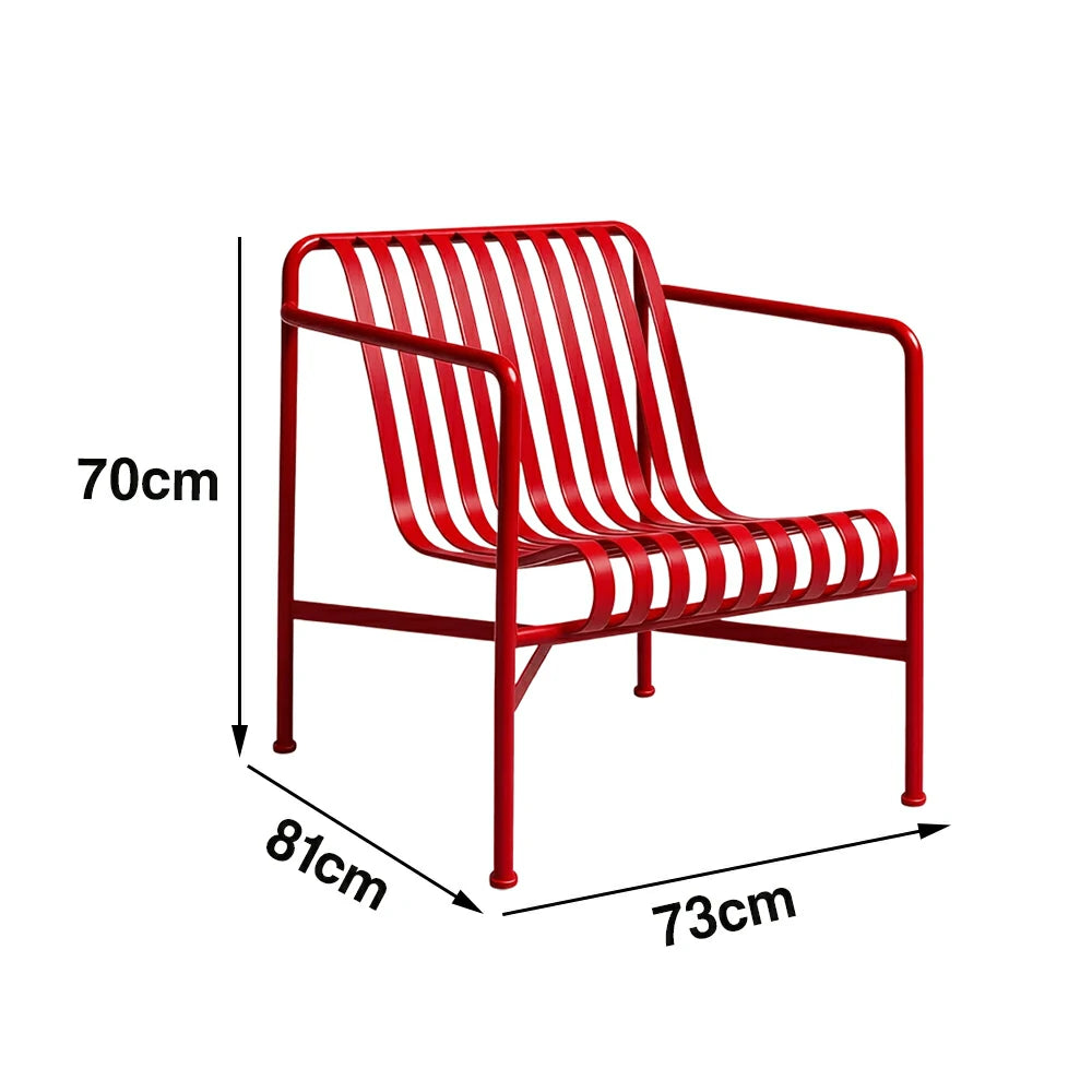 SOLARA Outdoor Metal Furniture Collection - Dining Table, Dining Chair & Lounger, Heavy-Duty Steel Frame, Weather-Resistant Finish - Red