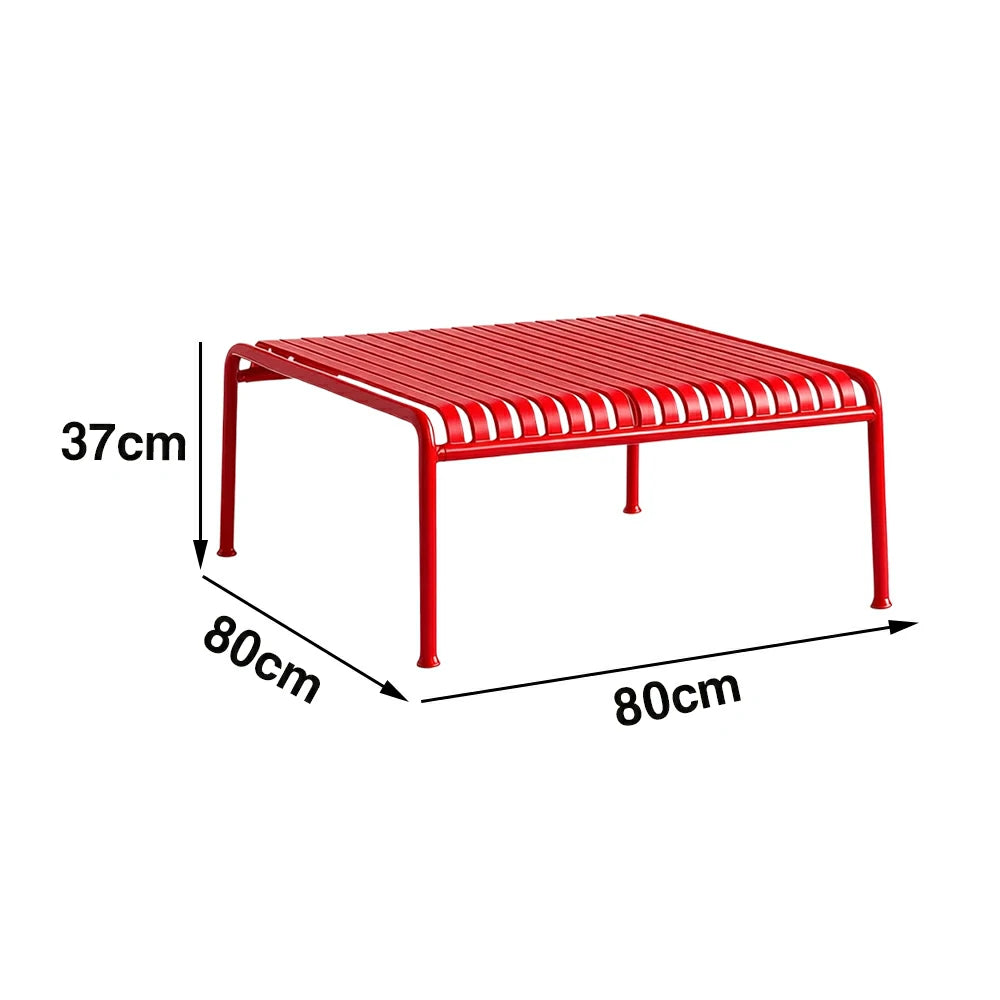 SOLARA Outdoor Metal Furniture Collection - Dining Table, Dining Chair & Lounger, Heavy-Duty Steel Frame, Weather-Resistant Finish - Red