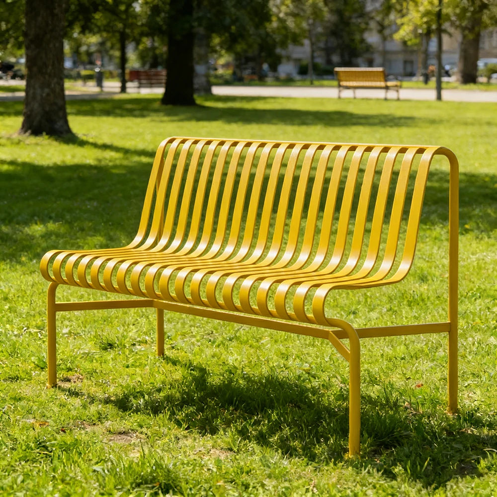 SOLARA Outdoor Metal Furniture Collection - Dining Table, Dining Chair & Lounger, Heavy-Duty Steel Frame, Weather-Resistant Finish - Yellow