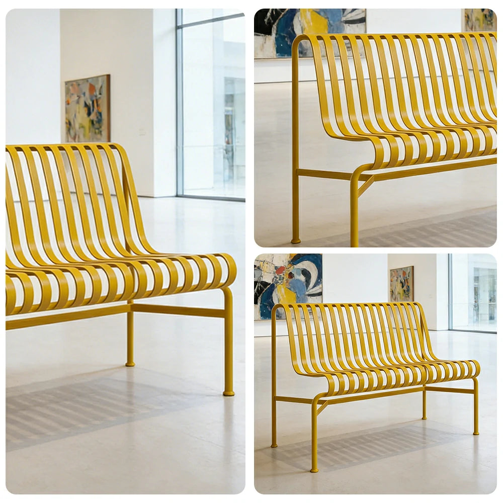 SOLARA Outdoor Metal Furniture Collection - Dining Table, Dining Chair & Lounger, Heavy-Duty Steel Frame, Weather-Resistant Finish - Yellow