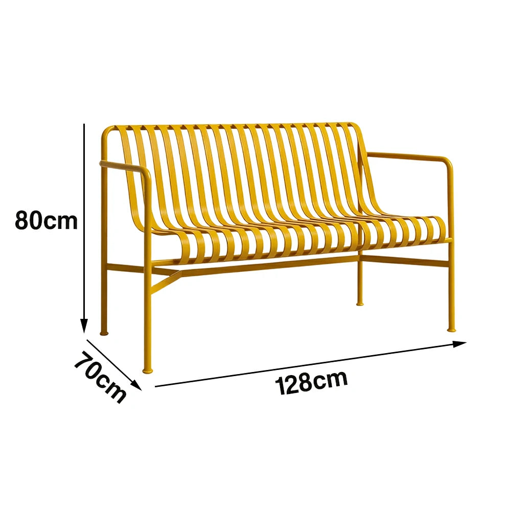 SOLARA Outdoor Metal Furniture Collection - Dining Table, Dining Chair & Lounger, Heavy-Duty Steel Frame, Weather-Resistant Finish - Yellow