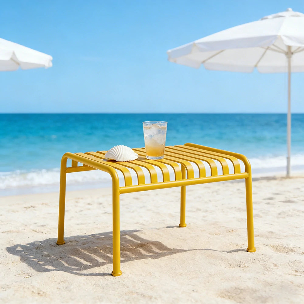 SOLARA Outdoor Metal Furniture Collection - Dining Table, Dining Chair & Lounger, Heavy-Duty Steel Frame, Weather-Resistant Finish - Yellow