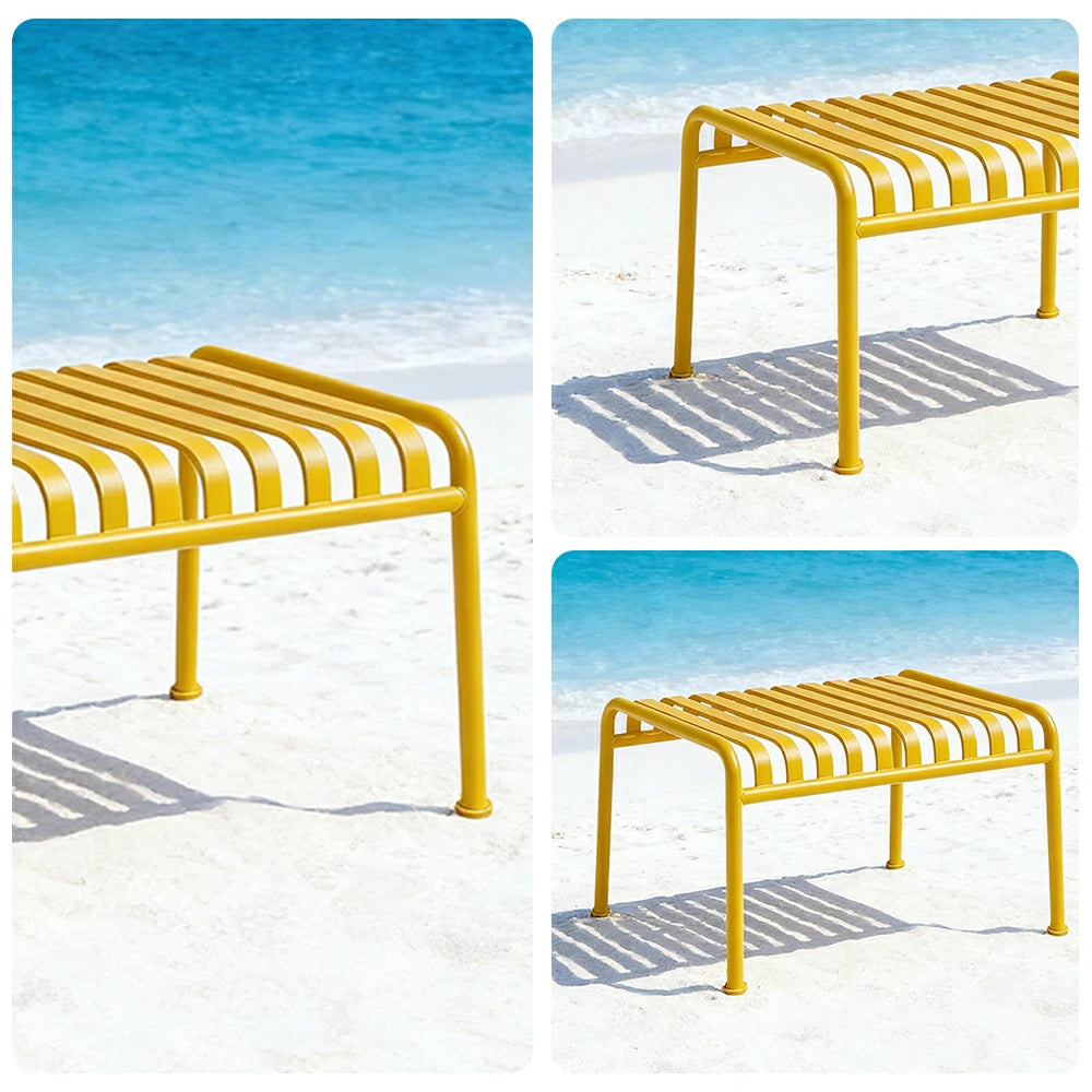 SOLARA Outdoor Metal Furniture Collection - Dining Table, Dining Chair & Lounger, Heavy-Duty Steel Frame, Weather-Resistant Finish - Yellow