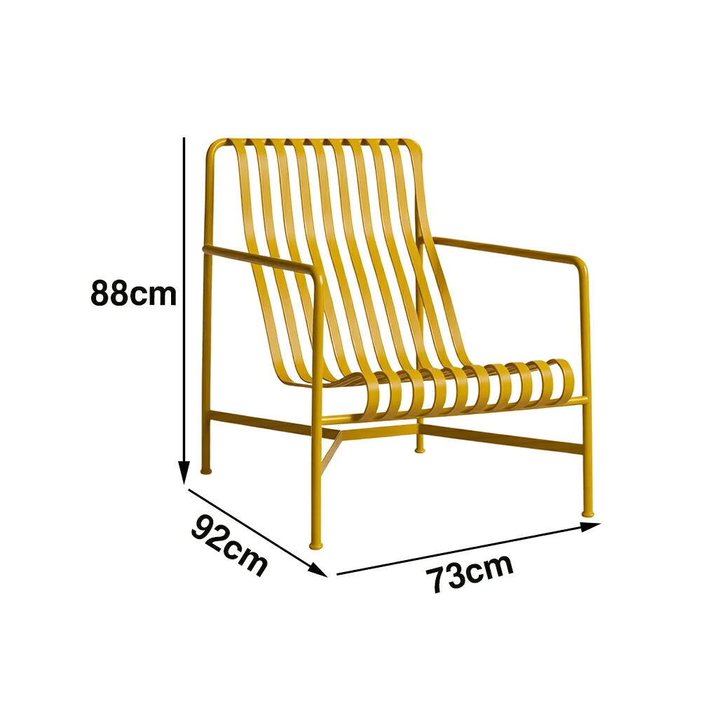 SOLARA Outdoor Metal Furniture Collection - Dining Table, Dining Chair & Lounger, Heavy-Duty Steel Frame, Weather-Resistant Finish - Yellow