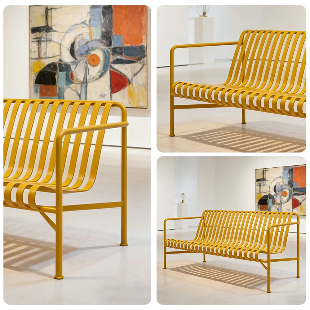 SOLARA Outdoor Metal Furniture Collection - Dining Table, Dining Chair & Lounger, Heavy-Duty Steel Frame, Weather-Resistant Finish - Yellow
