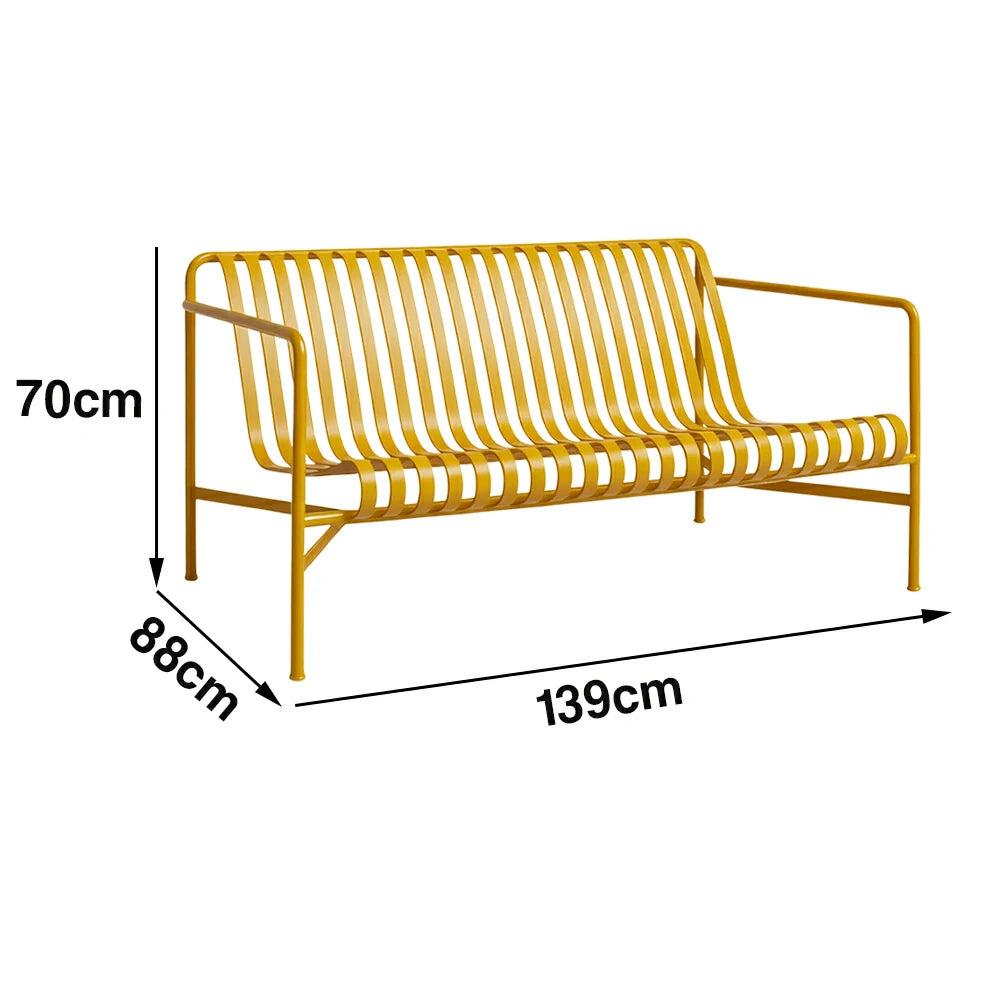 SOLARA Outdoor Metal Furniture Collection - Dining Table, Dining Chair & Lounger, Heavy-Duty Steel Frame, Weather-Resistant Finish - Yellow