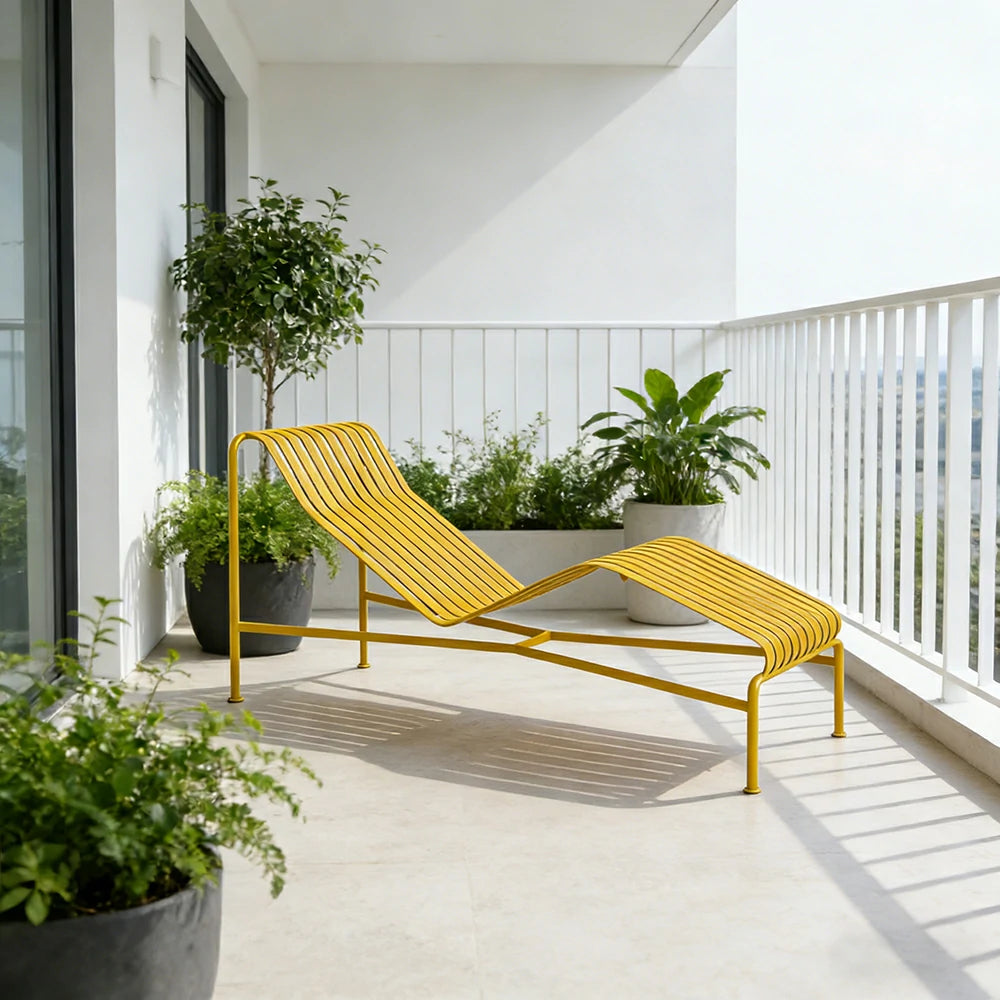 SOLARA Outdoor Metal Furniture Collection - Dining Table, Dining Chair & Lounger, Heavy-Duty Steel Frame, Weather-Resistant Finish - Yellow