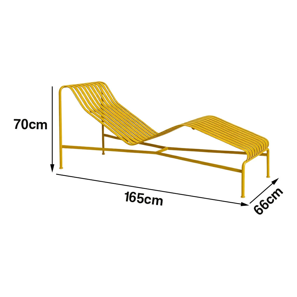 SOLARA Outdoor Metal Furniture Collection - Dining Table, Dining Chair & Lounger, Heavy-Duty Steel Frame, Weather-Resistant Finish - Yellow