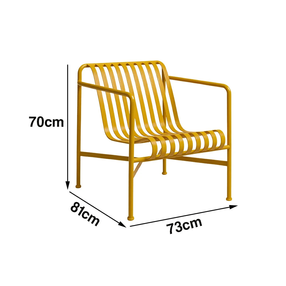 SOLARA Outdoor Metal Furniture Collection - Dining Table, Dining Chair & Lounger, Heavy-Duty Steel Frame, Weather-Resistant Finish - Yellow