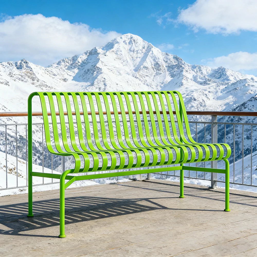 SOLARA Outdoor Metal Furniture Collection - Dining Table, Dining Chair & Lounger, Heavy-Duty Steel Frame, Weather-Resistant Finish - Light Green