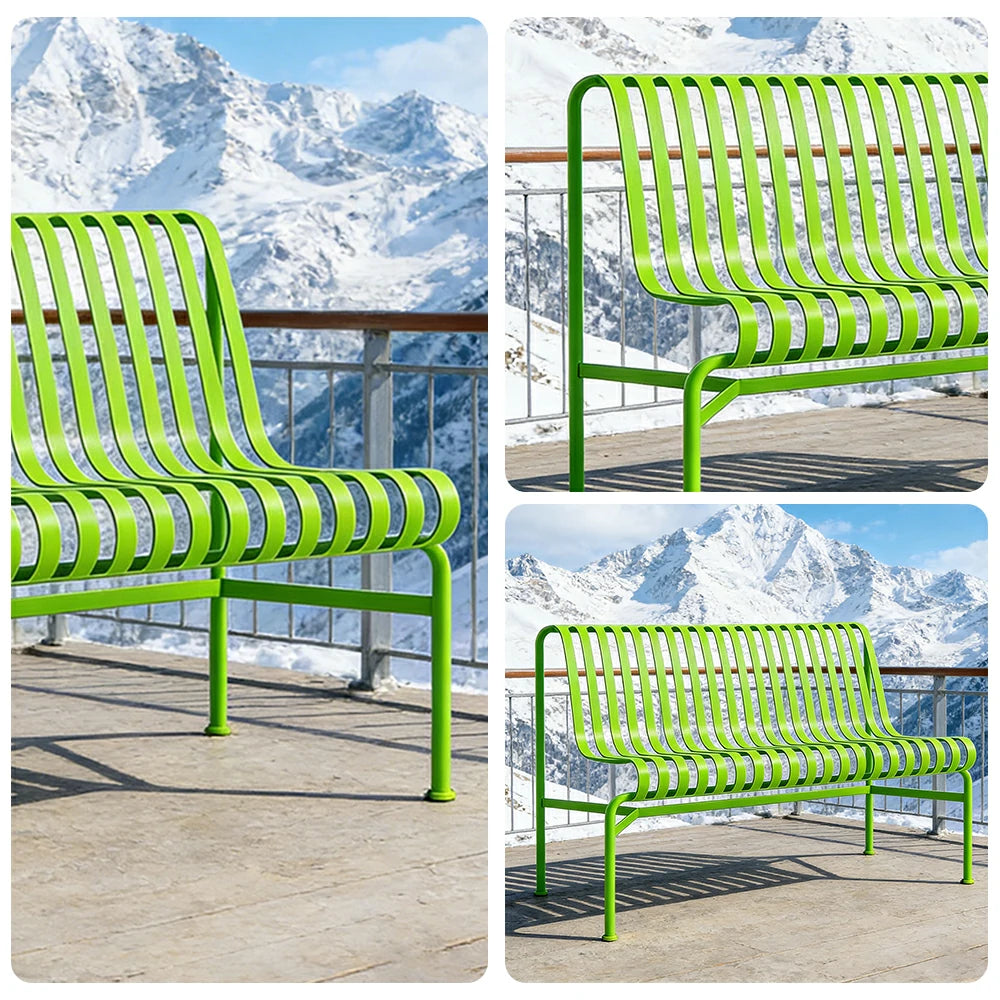 SOLARA Outdoor Metal Furniture Collection - Dining Table, Dining Chair & Lounger, Heavy-Duty Steel Frame, Weather-Resistant Finish - Light Green